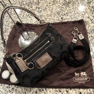 Coach Poppy black and silver shoulder bag like new
